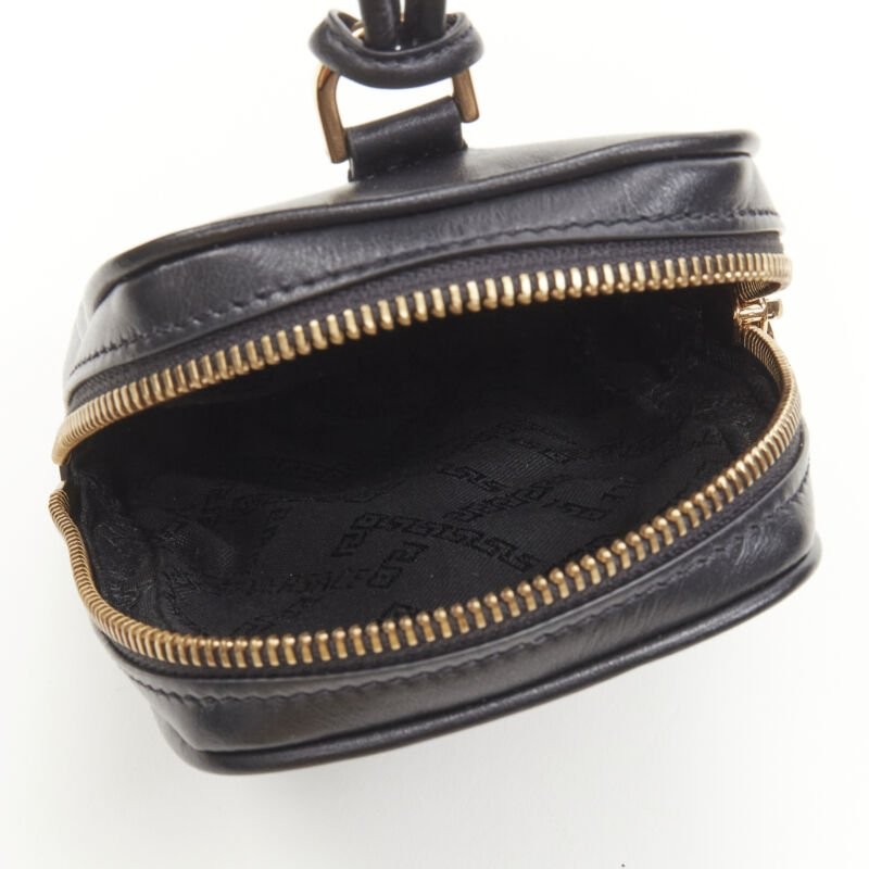 VERSACE Clash Demi Medusa gold silver split black leather neck crossbody bag
