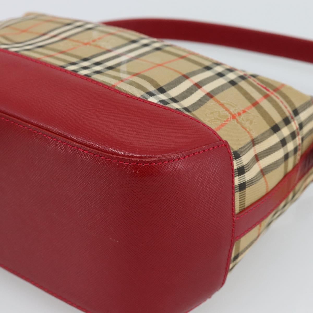 BURBERRY Nova Check Hand Bag Canvas Beige Gold Auth mr2701