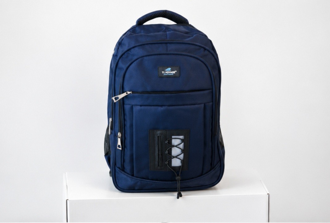 Ti Voyage Blue Navy Laptop Backpack Travel Zip, Adjustable Straps, Bottle Pocket