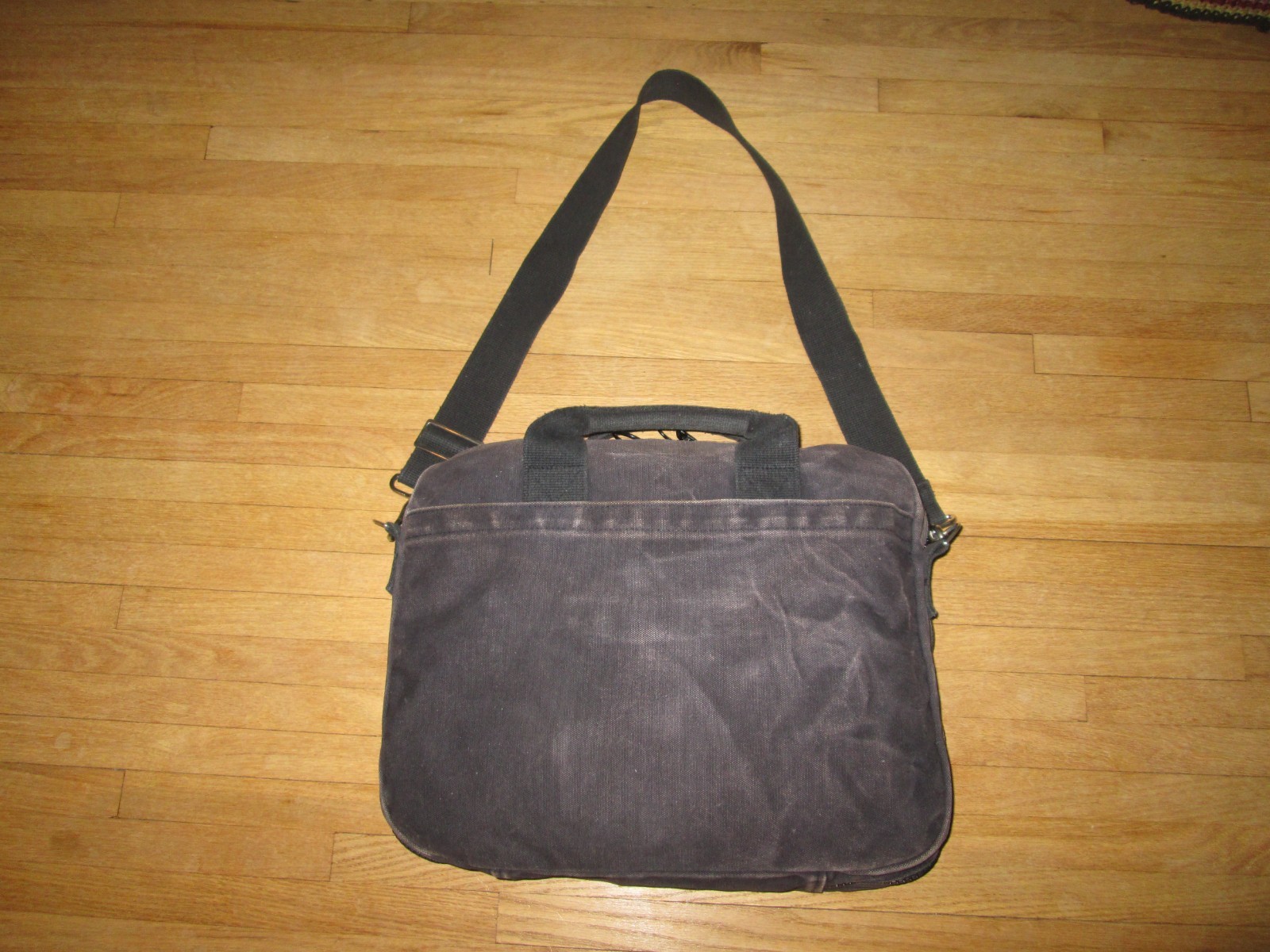 Vintage LANDS END Black Canvas Zip-Around Laptop Brief Bag Crossbody *USA
