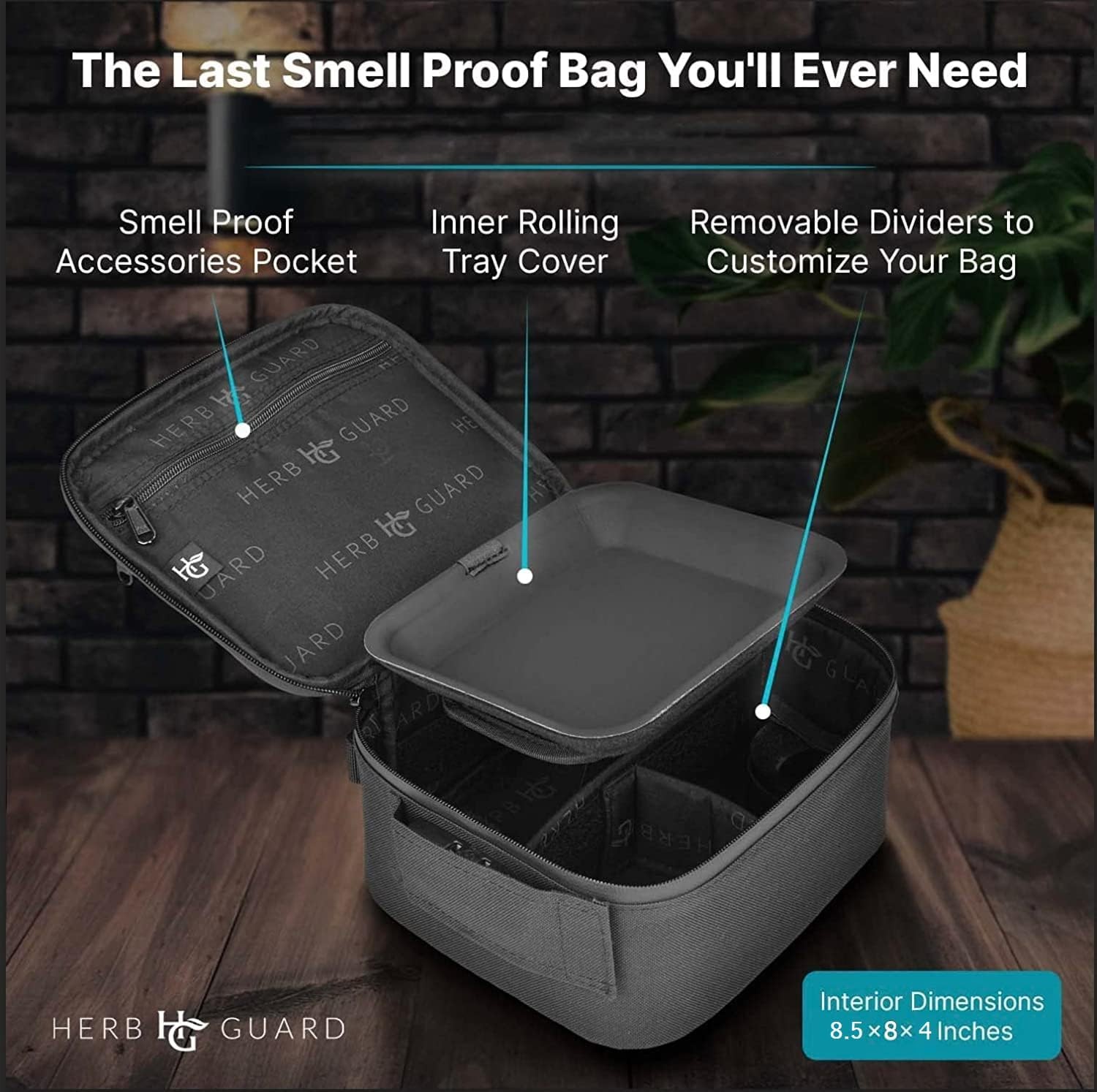Herb Guard Large Smell Proof Bag & Case with Combination Lock (Holds L, Black