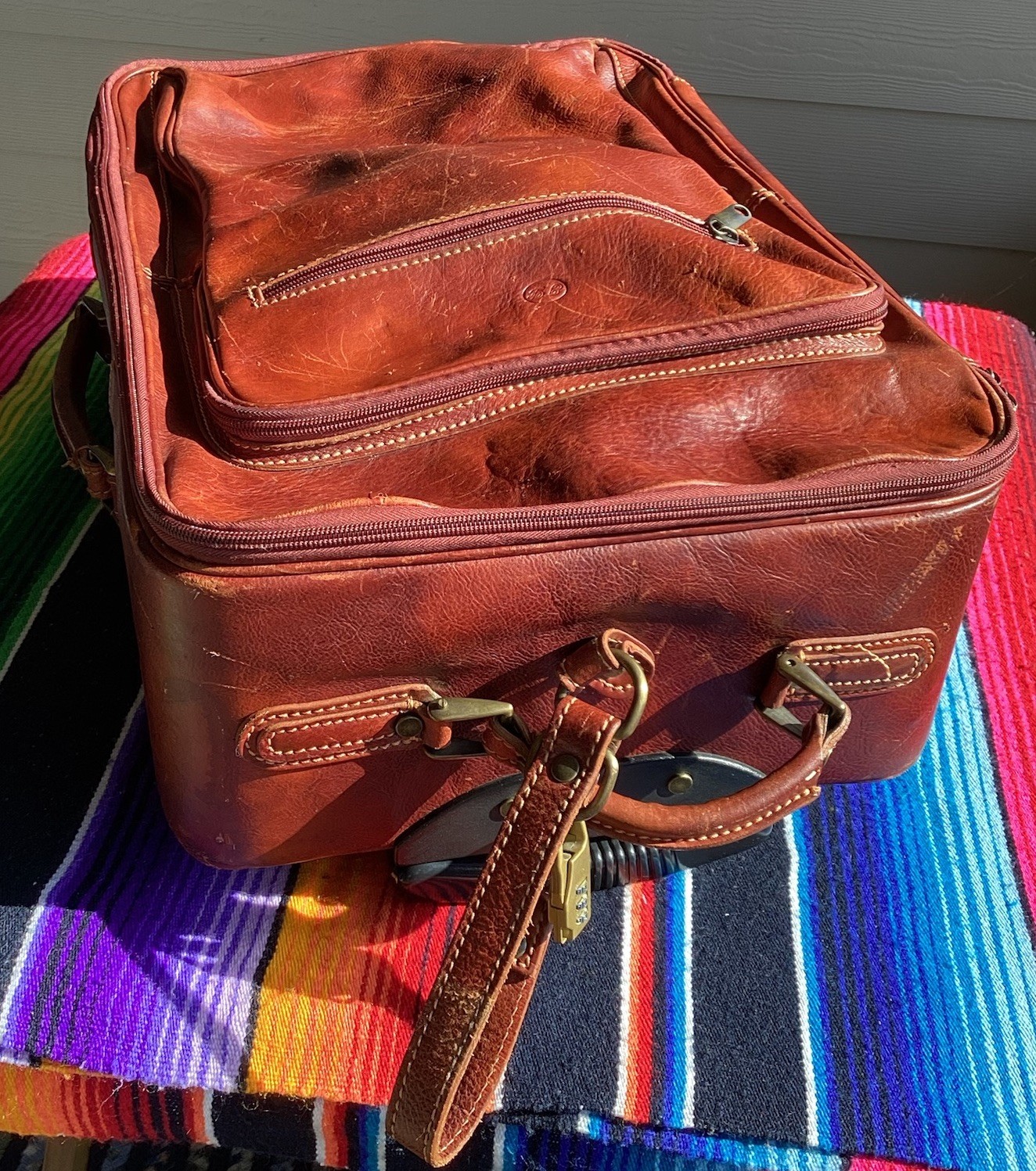 Vintage THE BRIDGE Leather Rolling Trolley Bag Distressed Hand Made In Italy