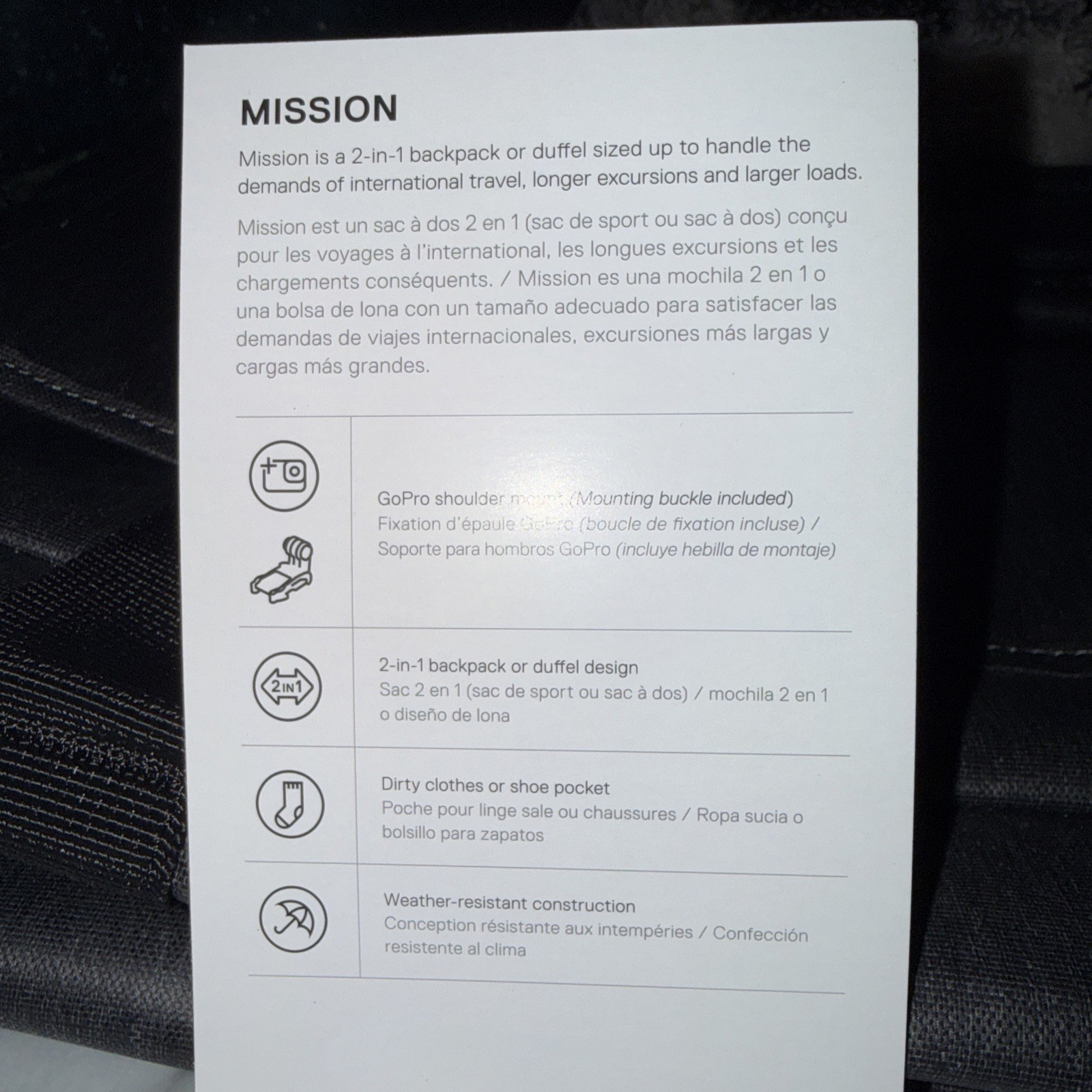 GoPro Mission 2 in 1 Duffel + Backpack – 50L – Travel bag duffle + stickers!
