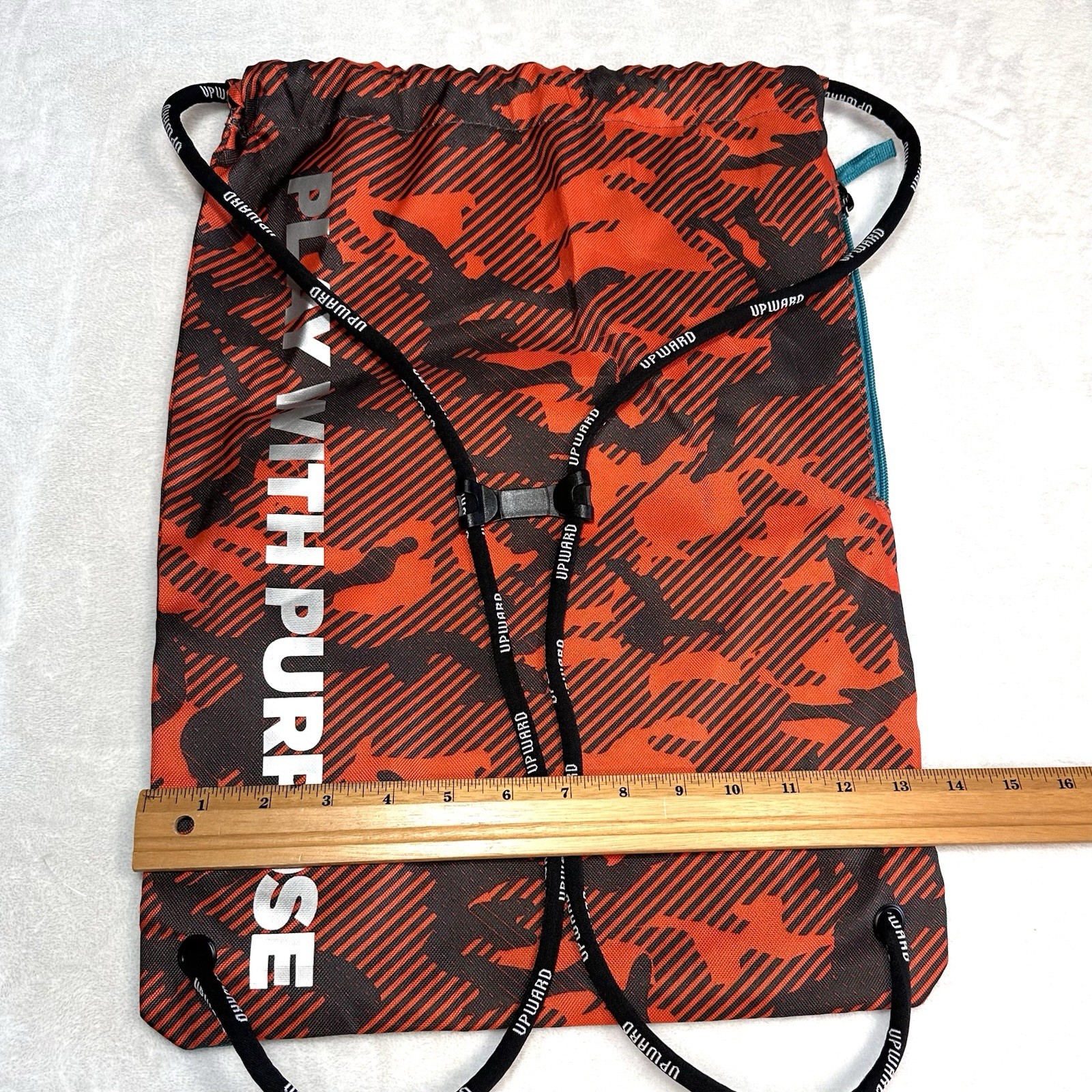 Upward Sports Backpack Draw String Cinch Sack Media Pocket Multi Camo Packable