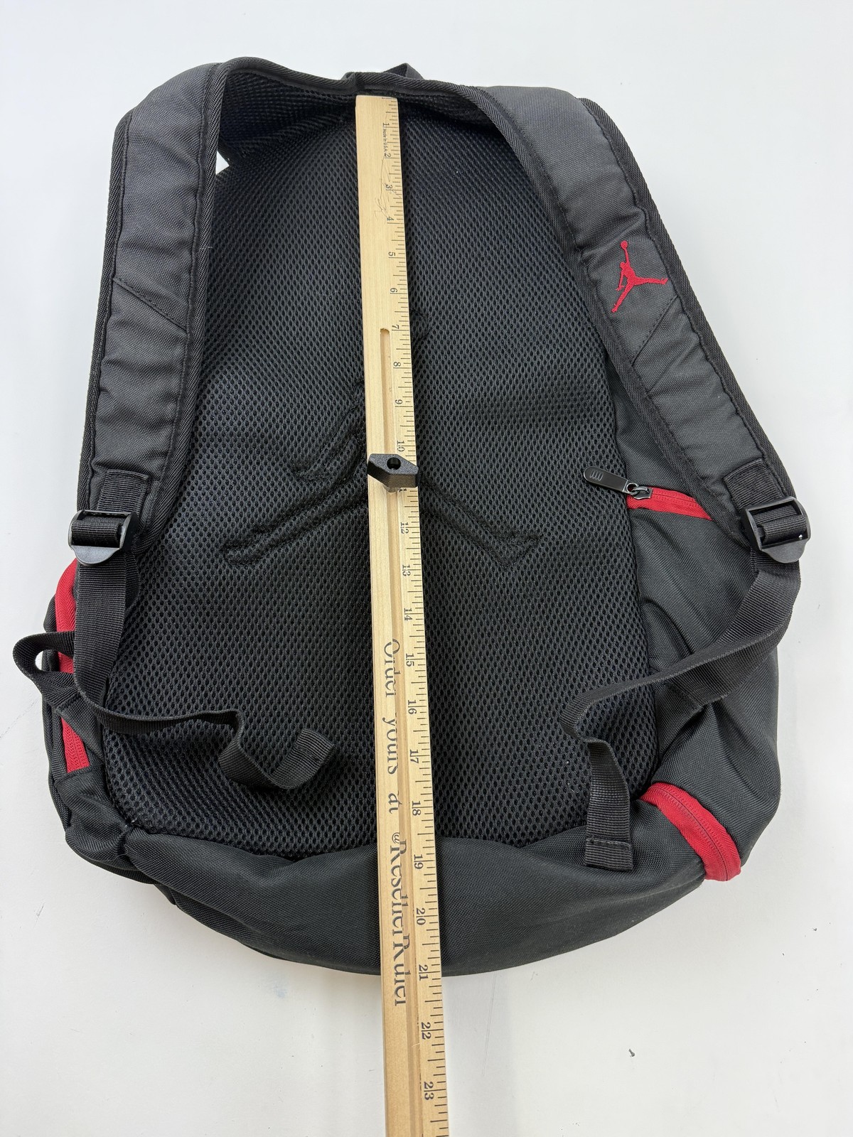Jordan Backpack Mens One Size Black Red Padded Mesh Back Zip Pockets Sports