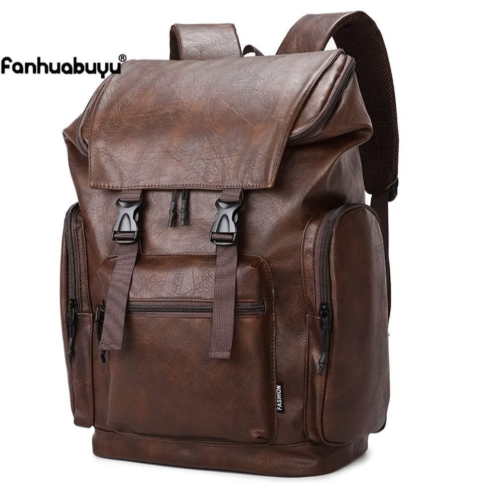 Large Casual Men’s Leather Laptop Backpack Vintage Travel Rucksack College Bag