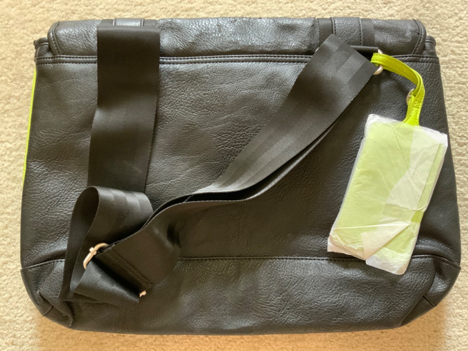Genuine MINI By Puma Leather Shoulder Bag  80222296414 Black w/ Green, Onesize