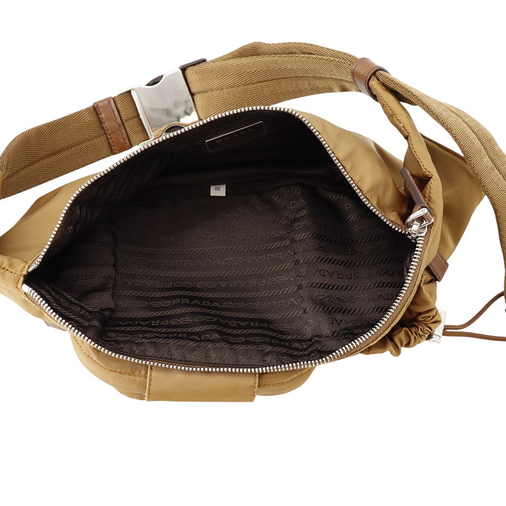 PRADA Logo Crossbody Bag Nylon Brown VA0056