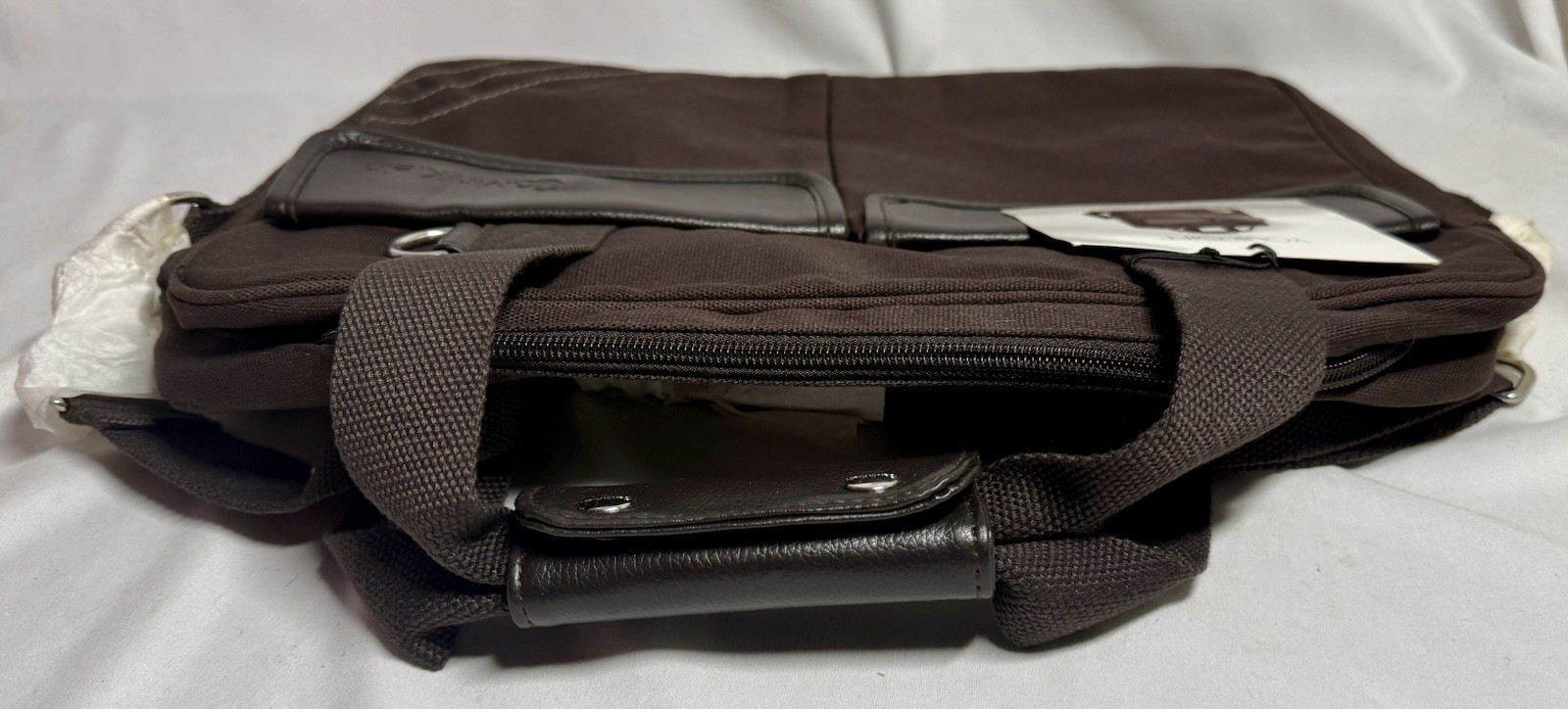 NEW w/ Tags – Calvin Klein Briefcase Laptop Work Bag Crossbody Canvas Black