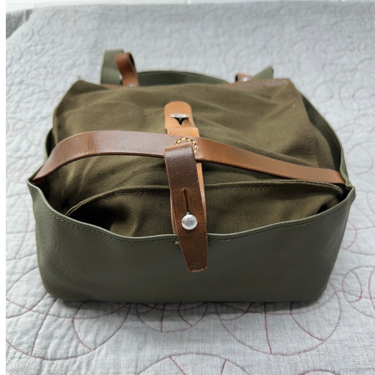 VTG Swiss Army A. Jacot Sellier Bread Bag Haversack Olive Green Canvas Leather