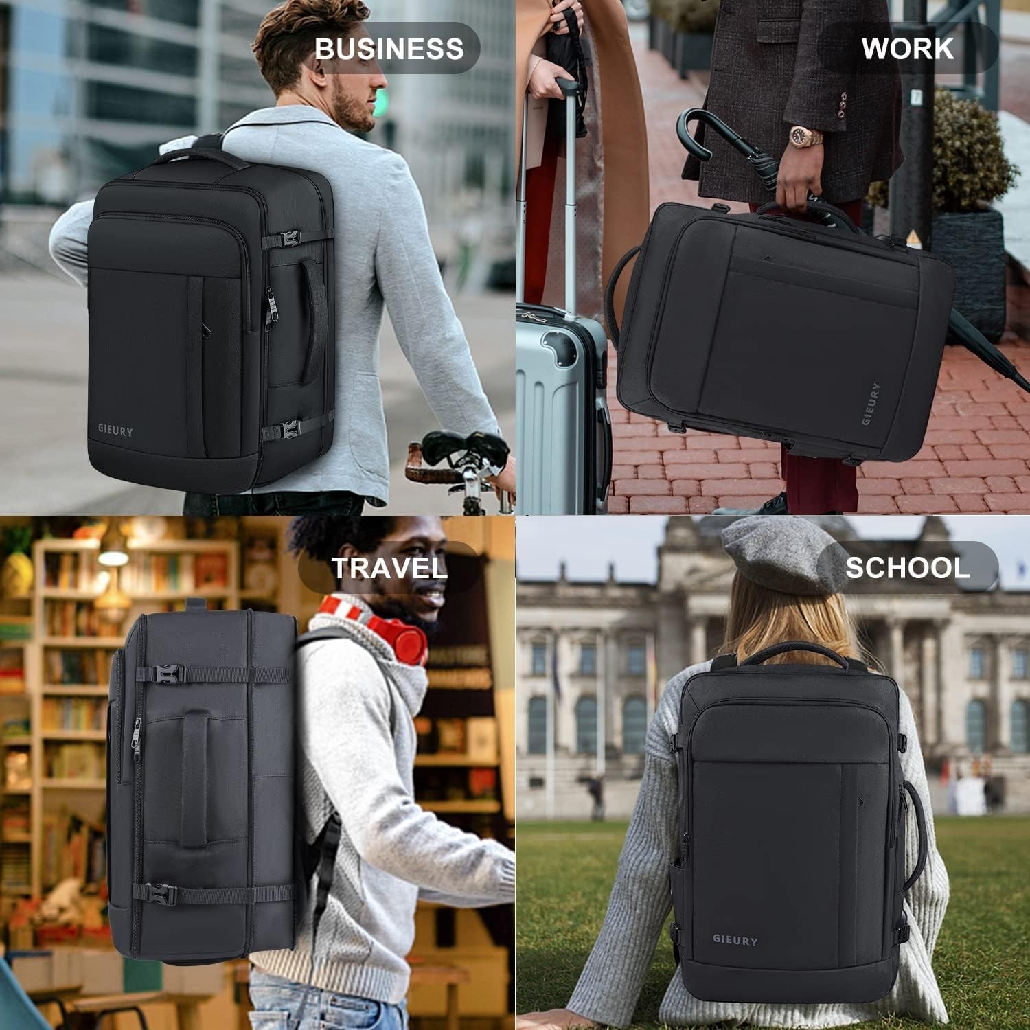 Carry On Backpack, 50L Travel Backpack, Luggage Backpack TSA Flight Approved Lap