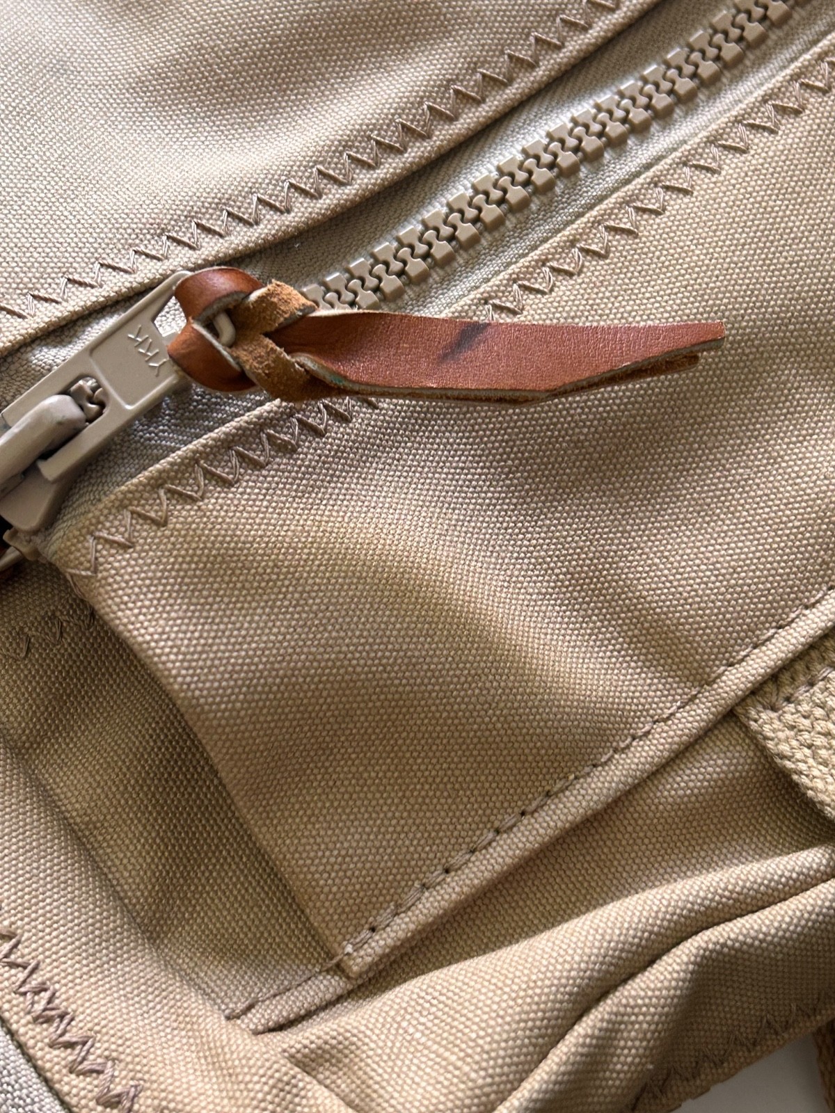 Rust Pond Workshop EUC tan heavy cotton canvas leather soft bag briefcase 17 in