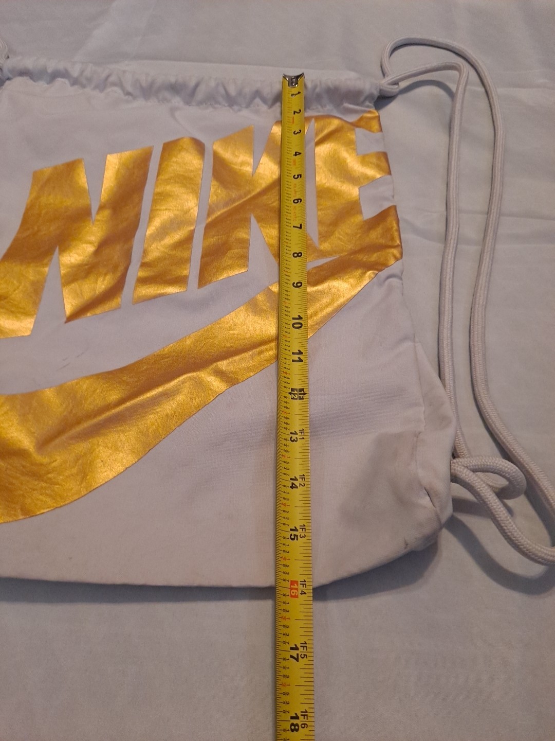 Nike Cinch Sack Pack Drawstring Backpack | Eggshell White W/ Gold Text