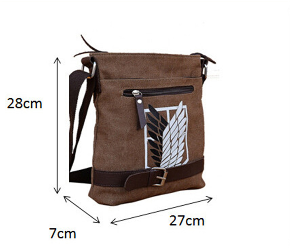Anime Attack on Titan Survey Shoulder Bag Brown Canvas Corps Style Messenger Bag