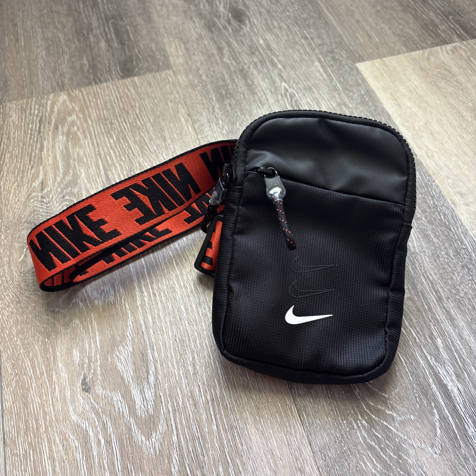 Nike Sportswear Essentials Hip Small Shoulder Chest Front Bag Black And Orange