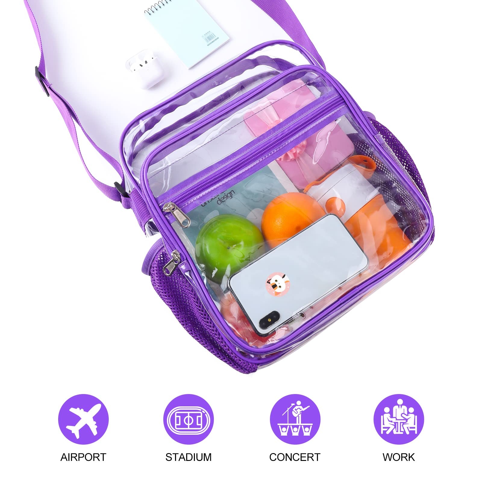 Clear Bag Stadium Approved, Clear Crossbody Messenger Shoulder Bag with Adjus…