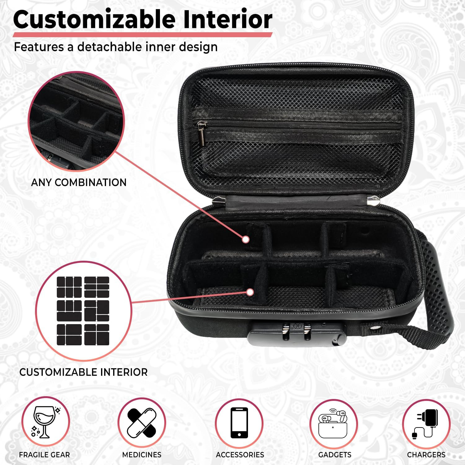 Smell Proof Bag with Combination Lock Tobacco Pipe Pouch File Organizer