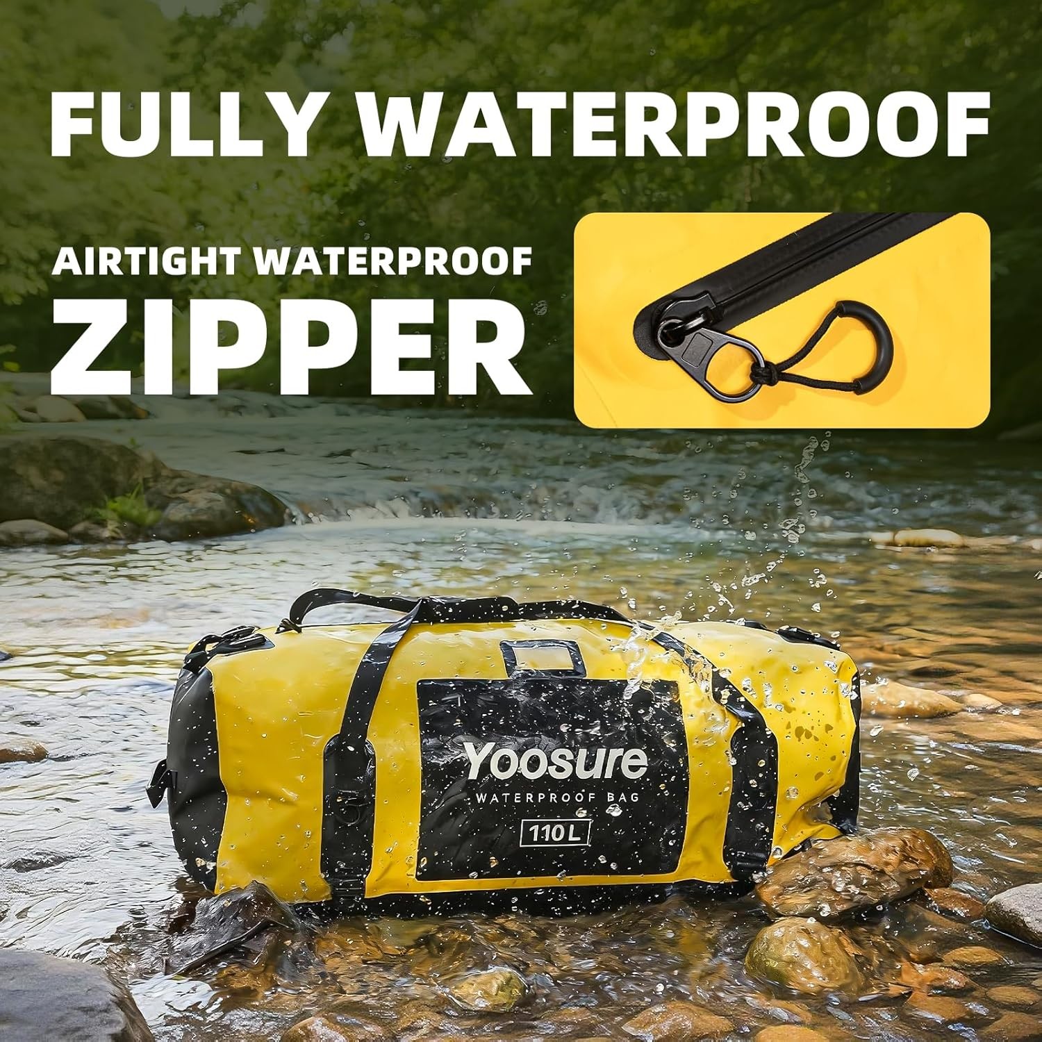 Extra Large Dry Bag with Straps 35in 110L Black