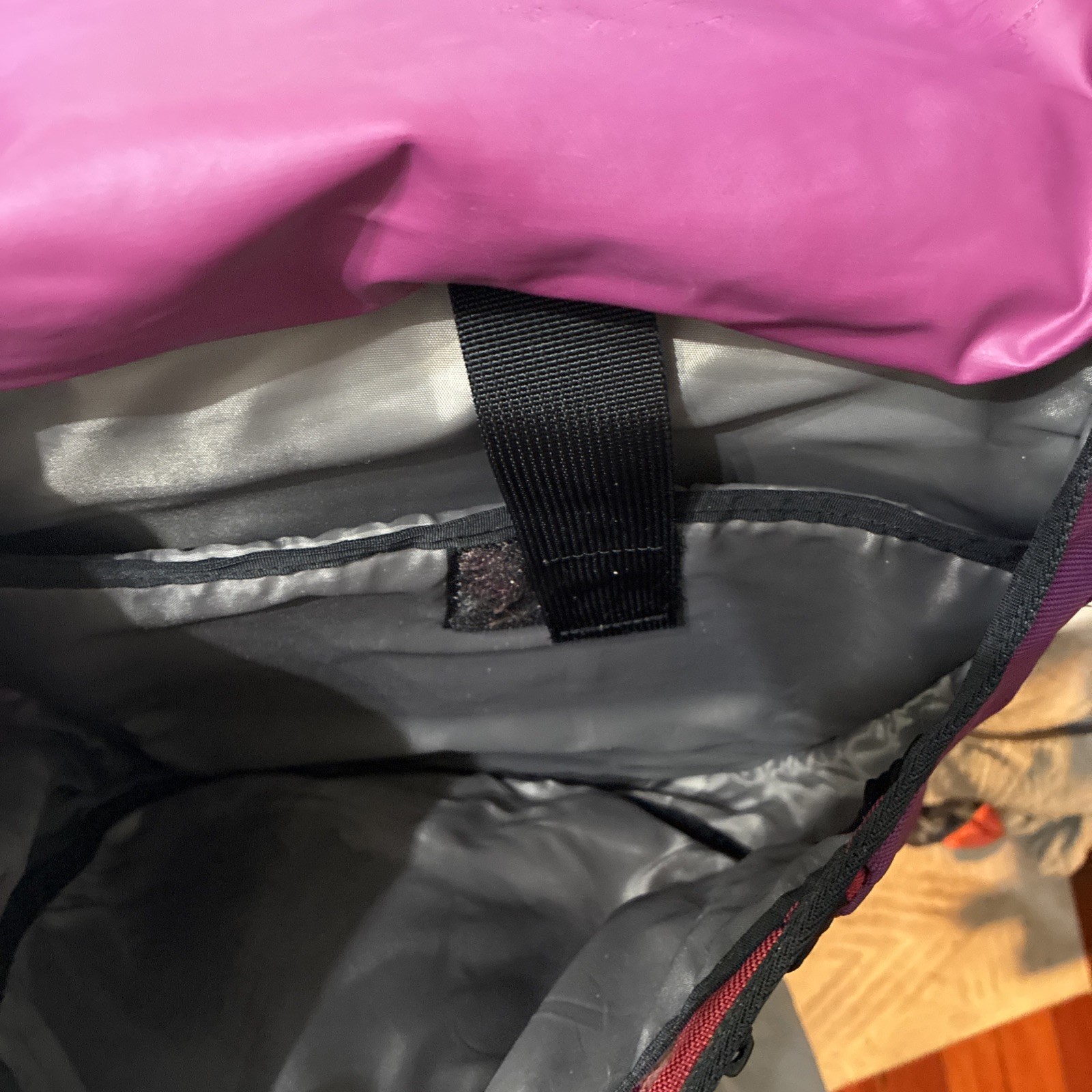 Timbuk2 Red Purple Backpack Laptop Swig Swag Bag EUC Casual Striped Retro