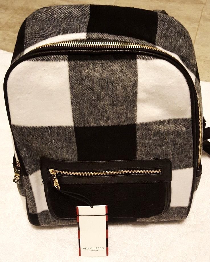 ADAM LIPPES x Target ‘Black & White Buffalo Plaid’ Shearling Backpack **NWT**