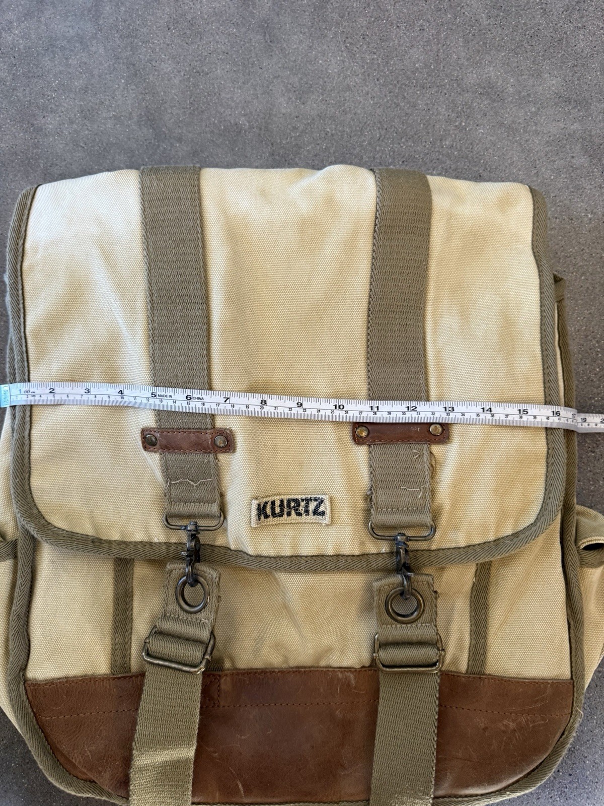 A. Kurtz Maplewood Courier Backpack Cotton Canvas Military Rucksack Leather Trim