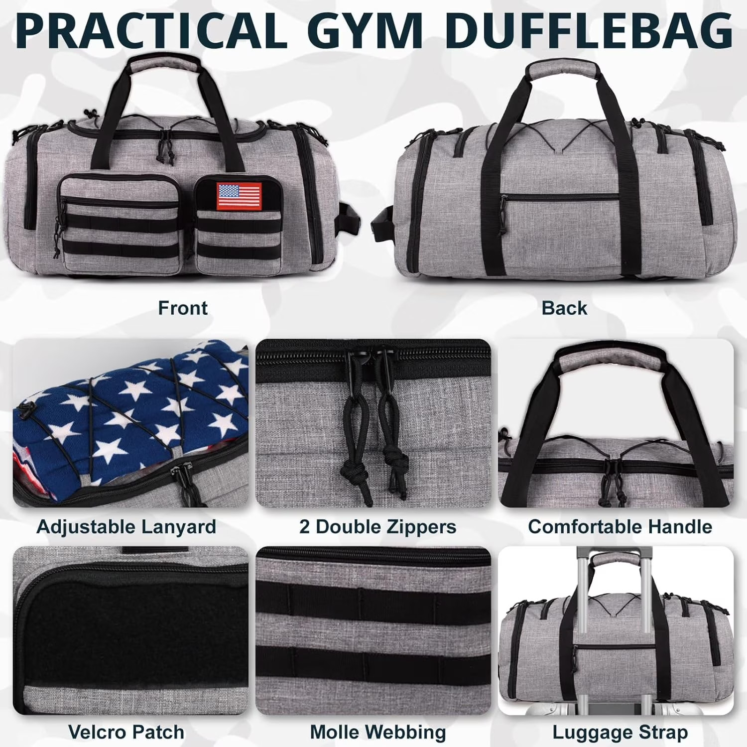 2Pc Travel Duffel Bag Set Waterproof Carry On Weekender w/ Toiletry Bag