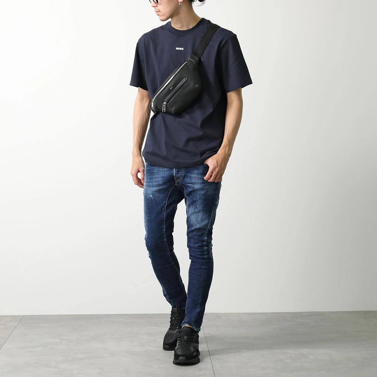 HUGO BOSS RAY_BELTBAG Men’s Faux Leather Belt Bag with Logo.