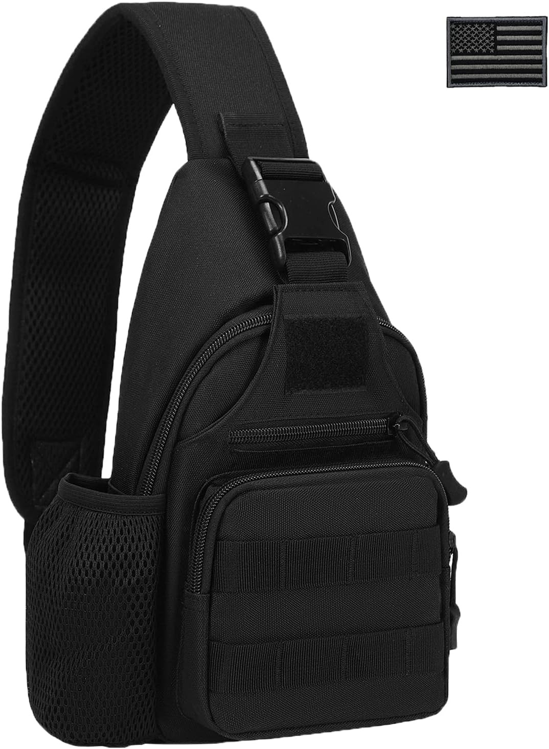 Tactical Crossbody Bag for Men with Water Bottle Holder, MOLLE EDC Shoulder Slin