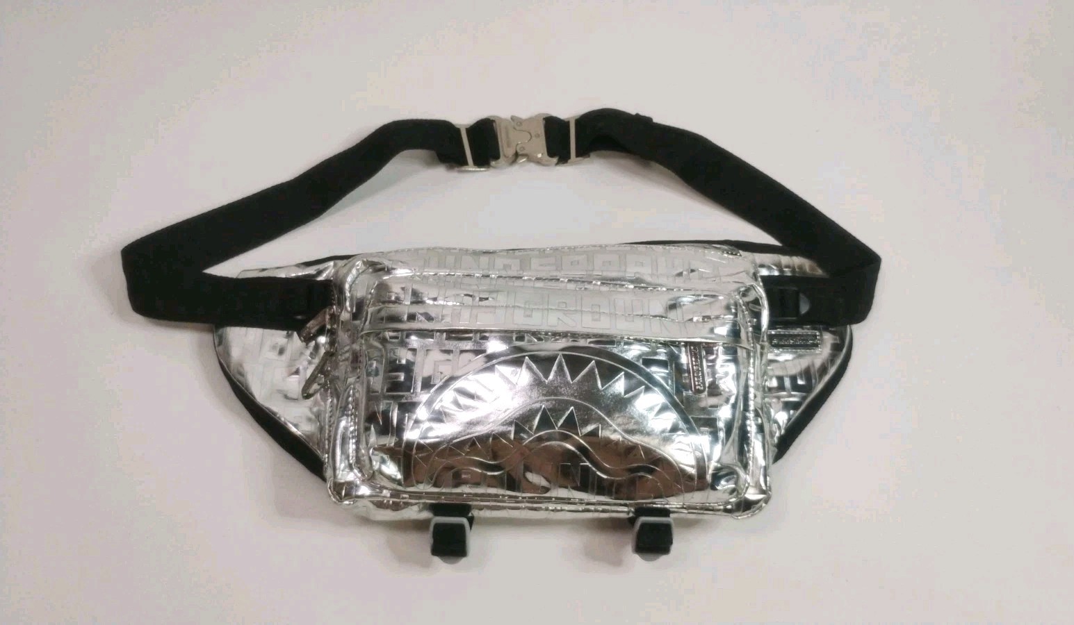 Sprayground Future Titan Metallic Cargo Crossbody Bag Silver Limited Edition