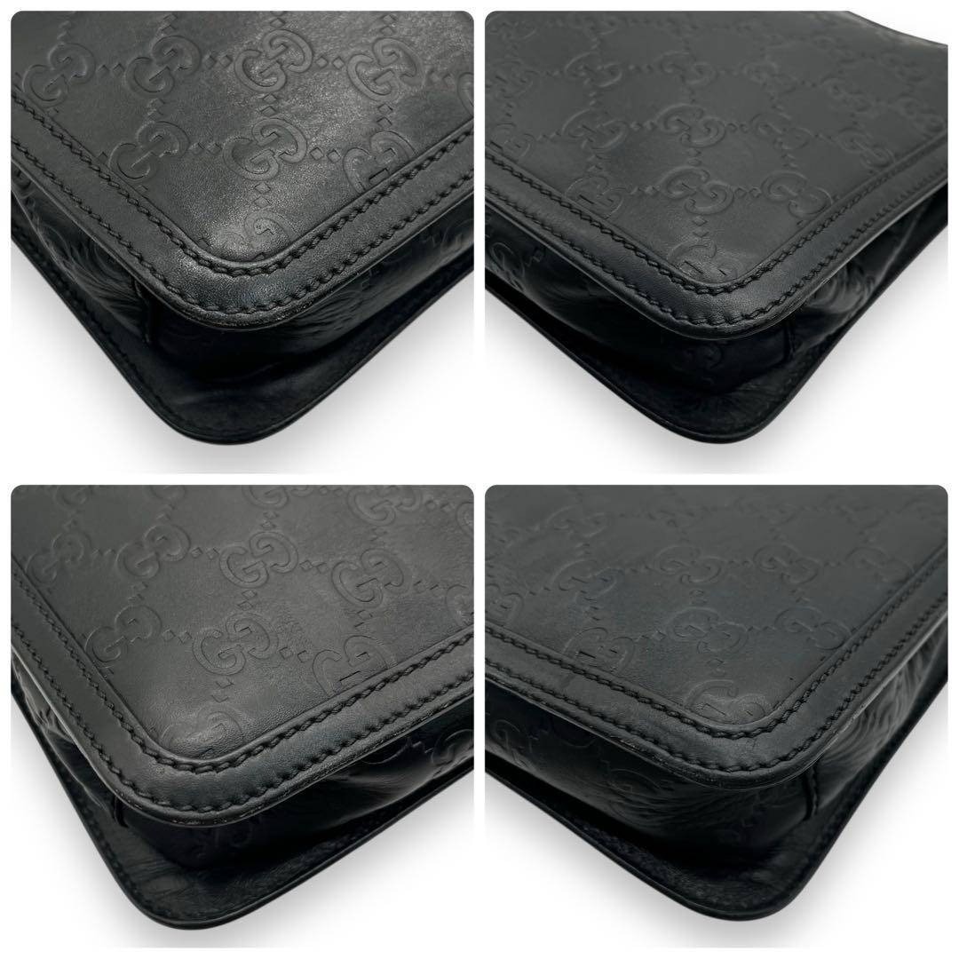 GUCCI Guccissima Black Men’s Second Bag Clutch Bag Leather Used