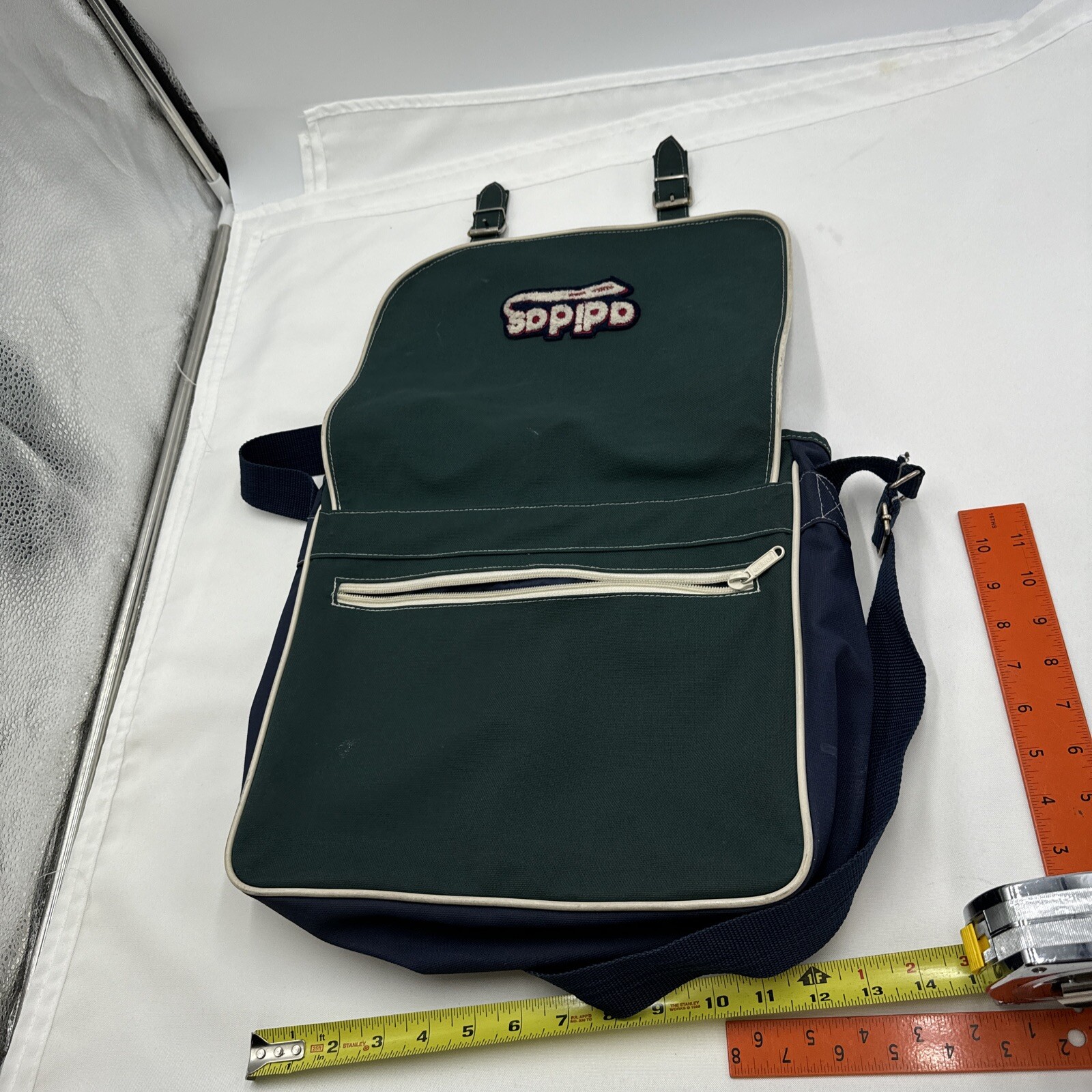 Adidas Messenger Bag Airliner Shoulder Retro PVC Vintage Blue Green Laptop