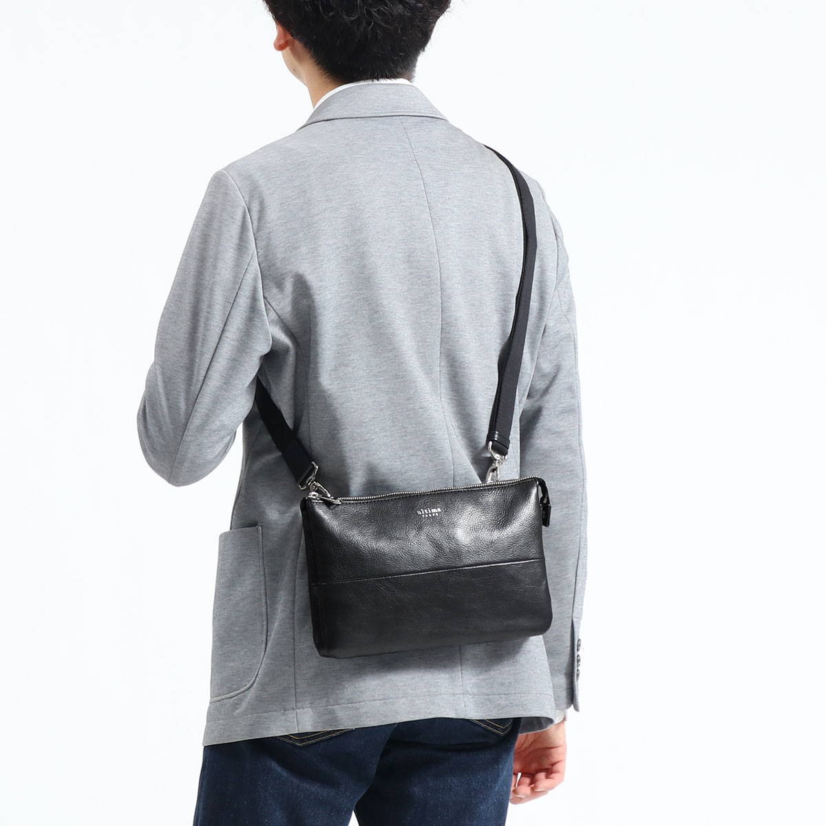 Ultima Tokyo Shoulder Bag Second Bag 2-Way Genuine Leather, Men’s Black or Navy