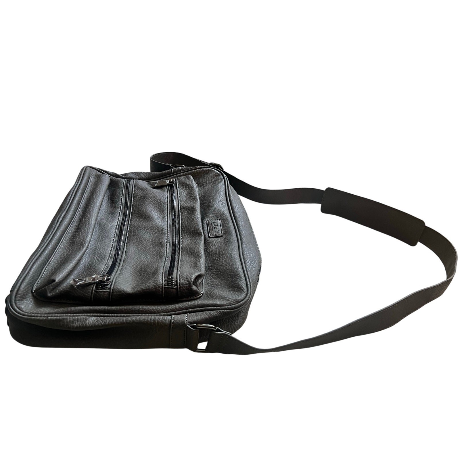 GUESS Gray Pebble Grain Messenger Bag Crossbody Laptop Work Travel