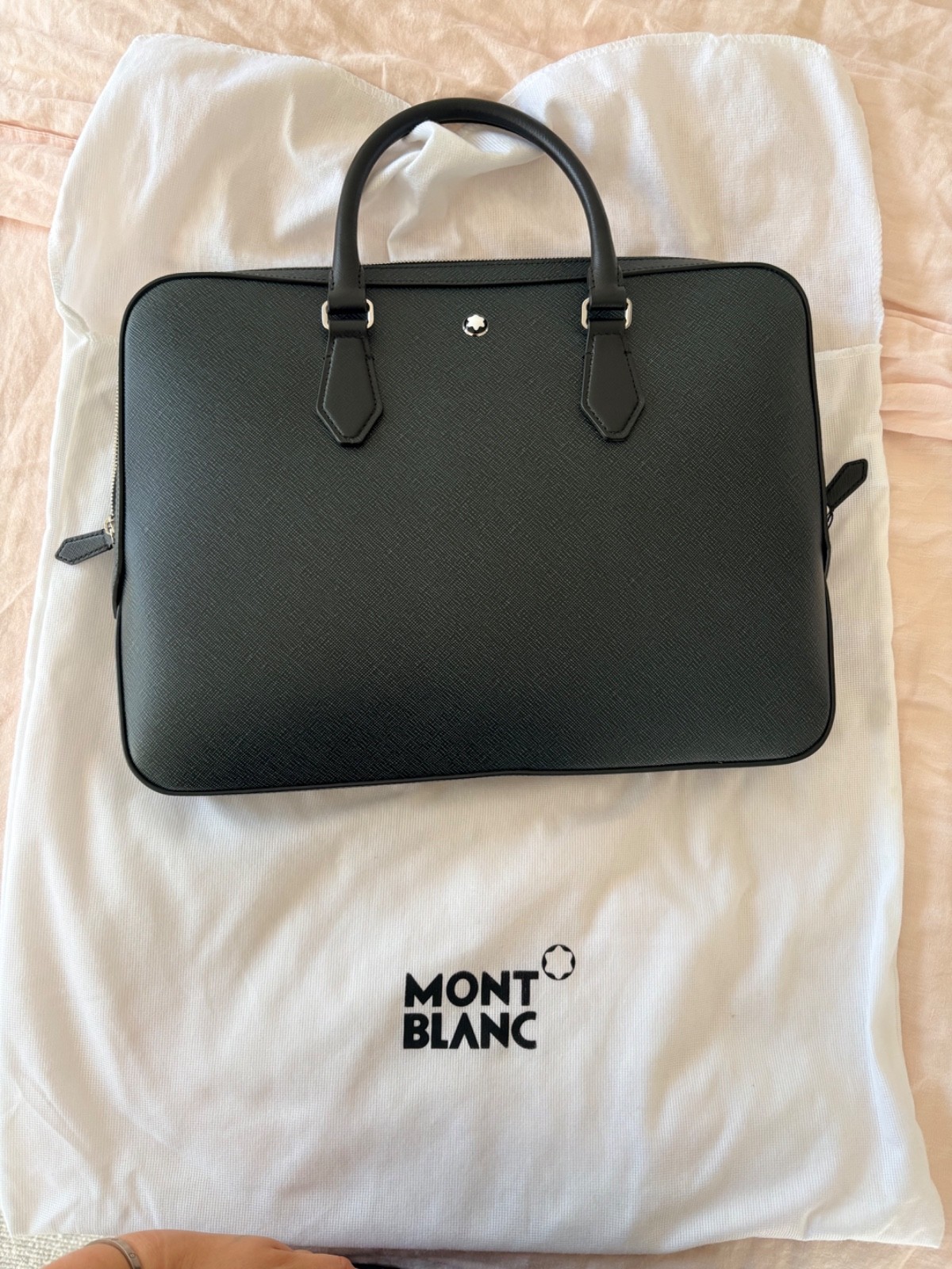 Montblanc Thin Briefcase in Sartorial Leather (Tweed Blue)