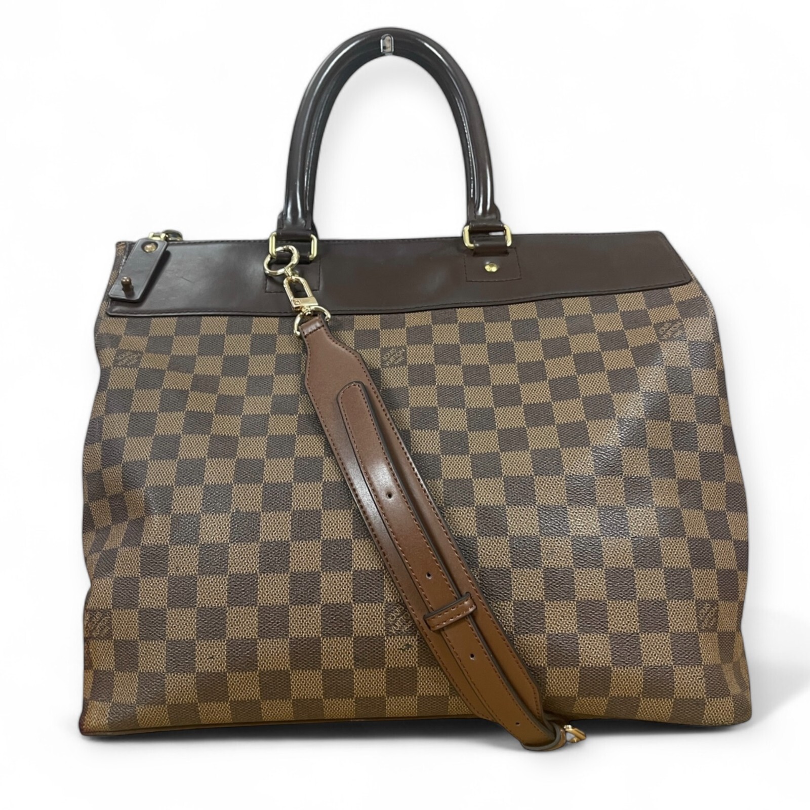 LOUIS VUITTON Damier Ebene Greenwich Canvas Leather Travel Gym Tote Bag Weekend