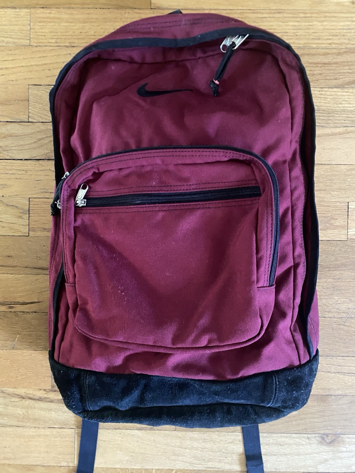 Vintage Y2K Nike Leather Suede Bottom Retro Red Backpack Bag Center Swoosh 90s