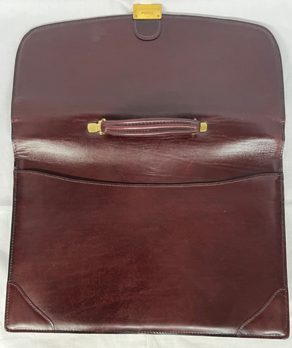 Vintage Schlesinger Leather Briefcase Case Setter Full Grain Cowhide Excellent