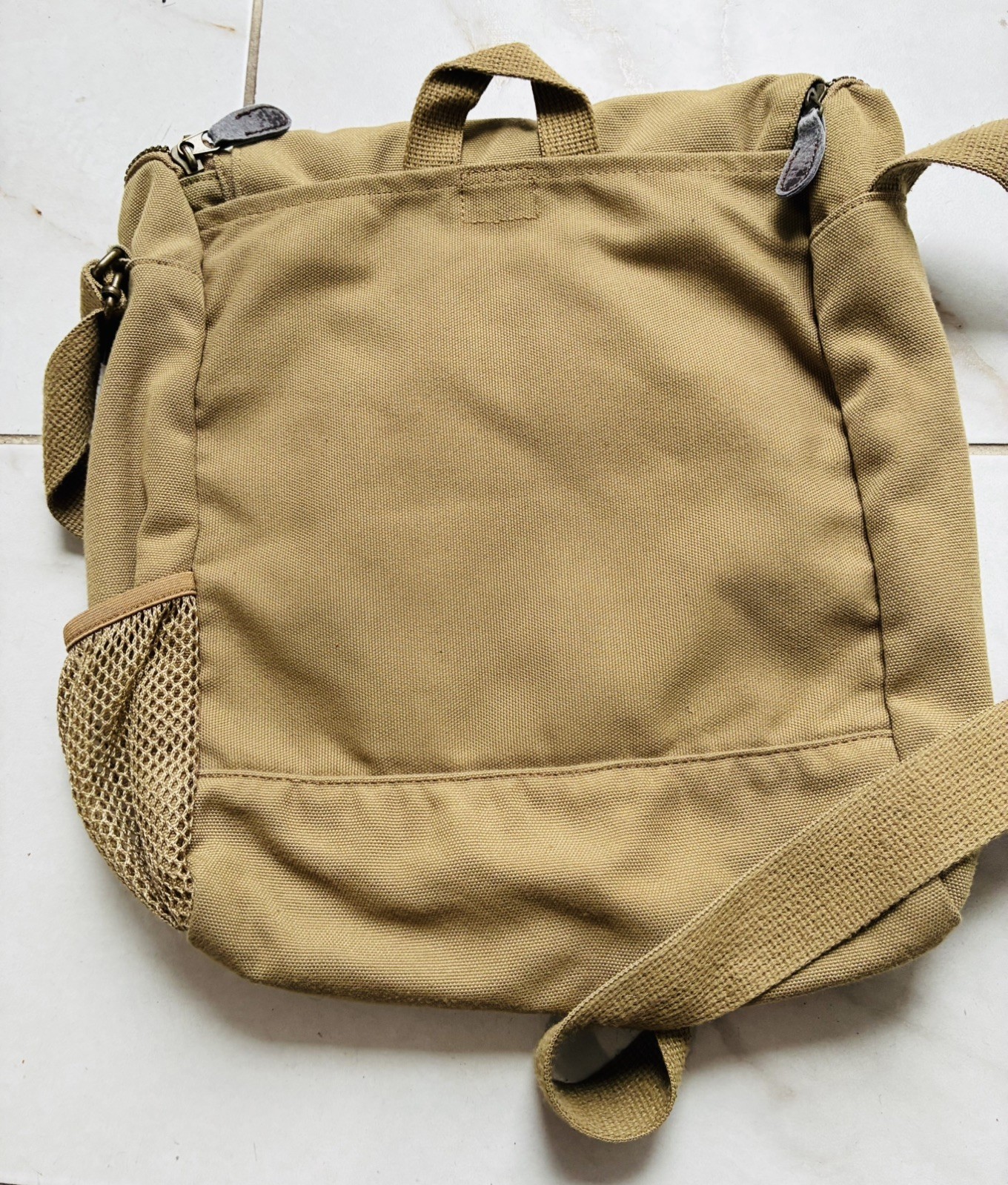 Wegner Swiss Messenger Crossbody Bag Khaki Brown Canvas Brown Pre Owned