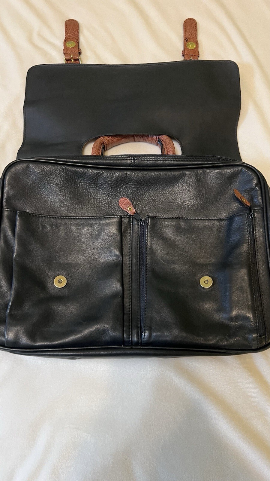 Wilson Players Brown Black Briefcase Adjustable Strap Inner Pockets Lined