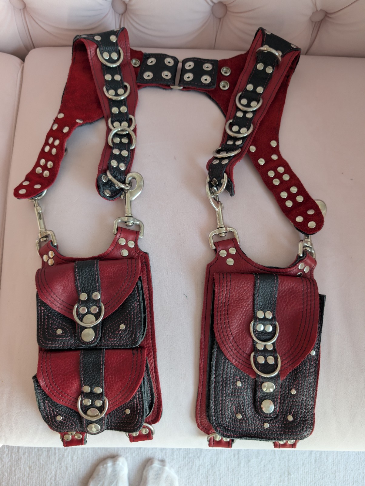 Handmade Men’s Black and Red Leather Holster Steampunk Gothic Bag
