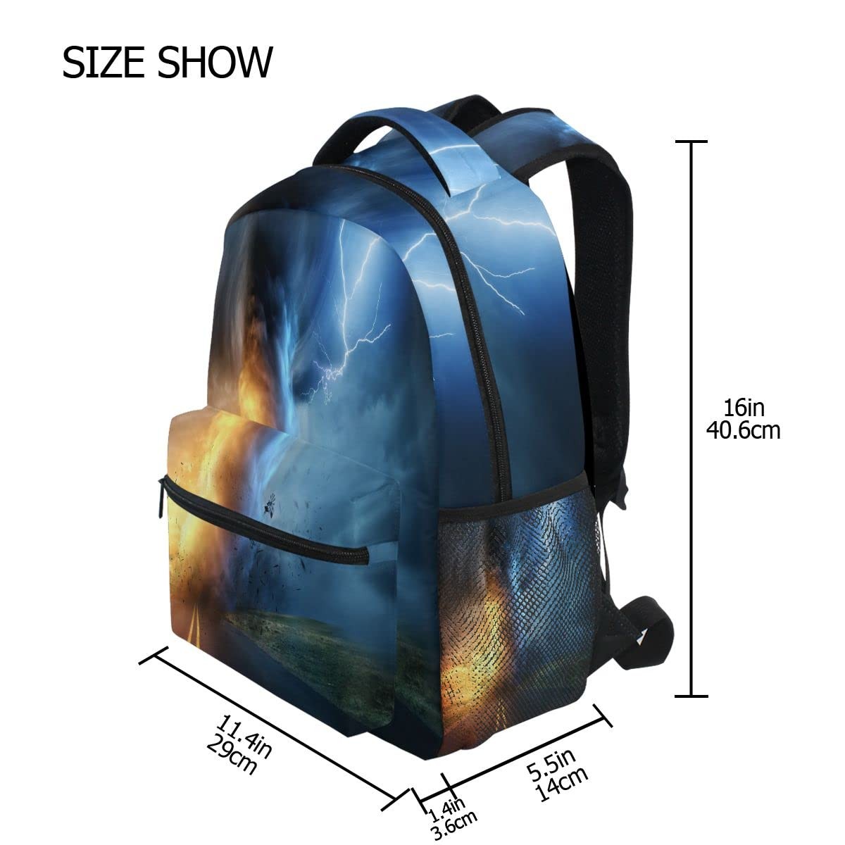 Tornado Colorful Backpack School Book Bag Lightweight Laptop Boys Girls Kids
