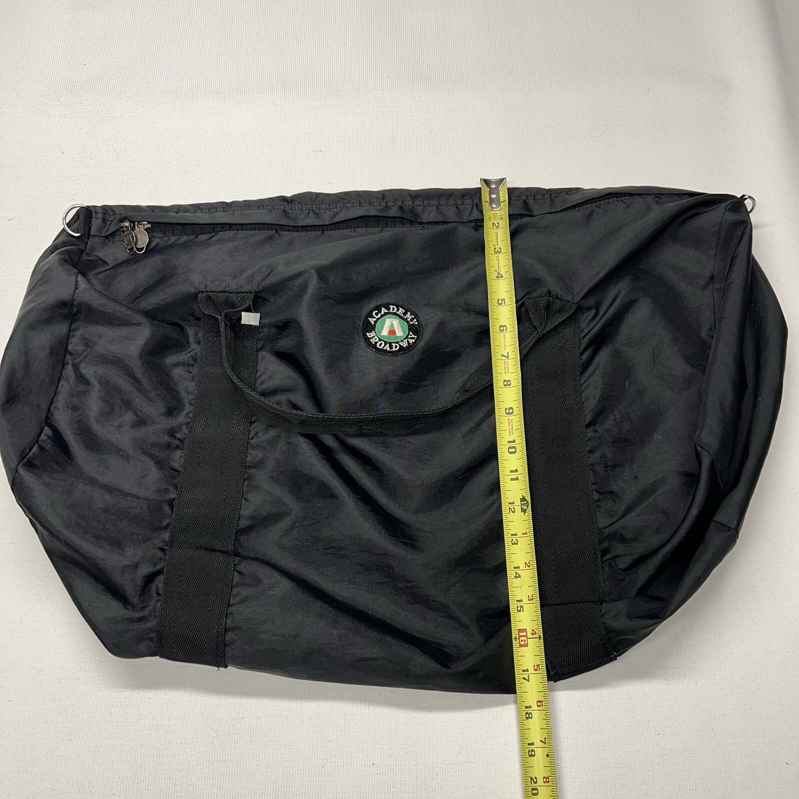 VTG Academy Broadway Bag Black Duffel Nylon Gym Travel Camping Zip Logo Y2K