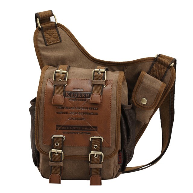 Mens Boys Vintage Canvas Shoulder Military Messenger Bag Sling School Chest Bags