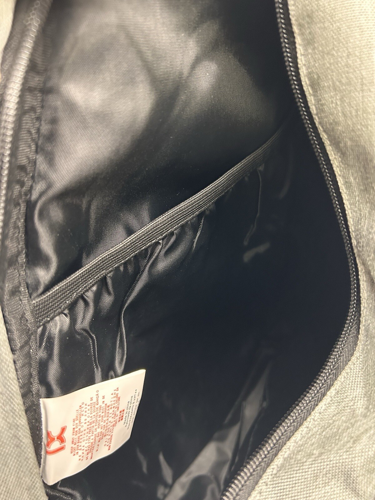 IX Gray Zip Close Lined Bottle Mesh Pockets Unisex Chest Bag