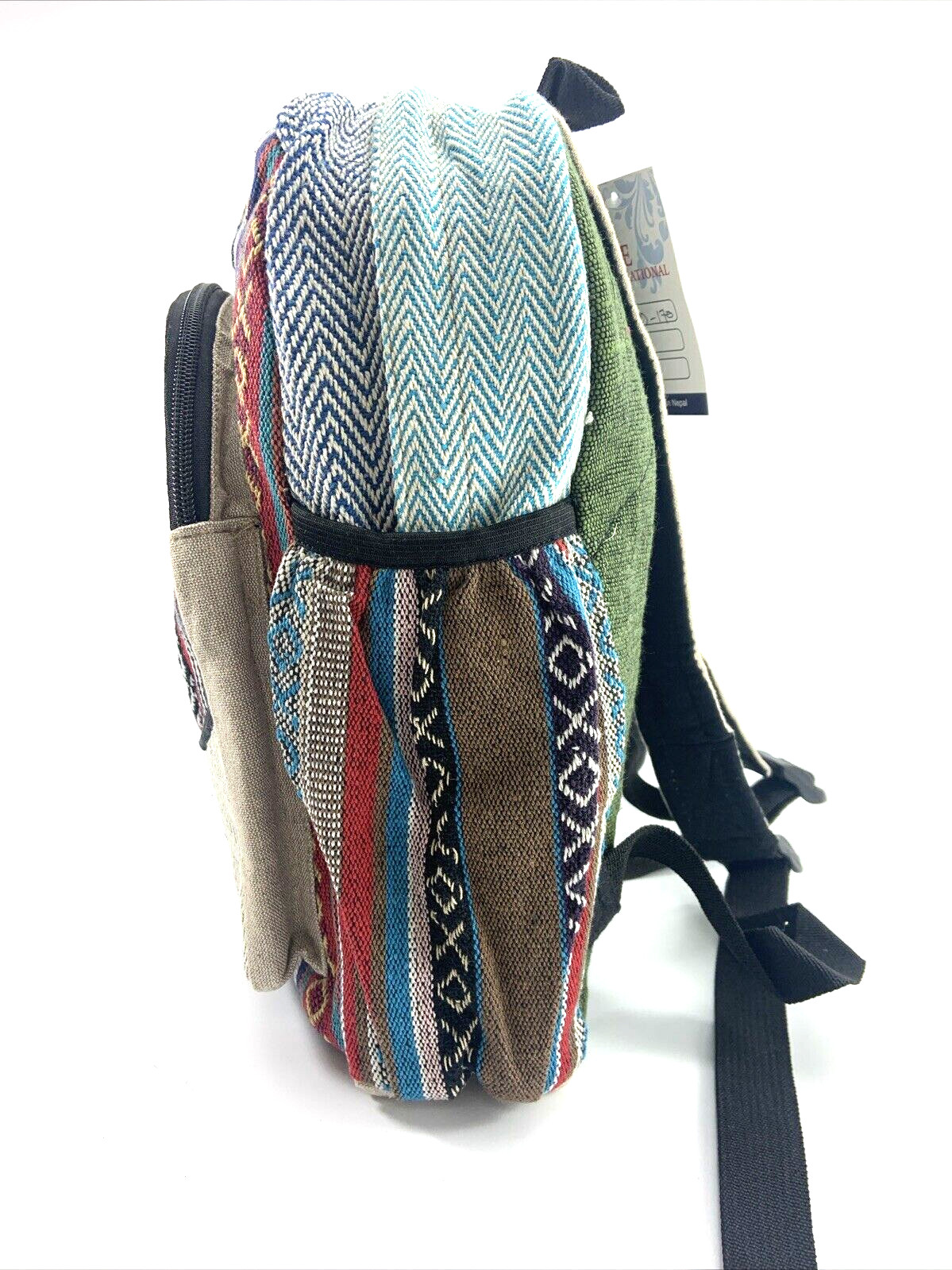 Himalayan Hemp THC Free Multi Color 13″H X 10″W Handmade Backpack NWT