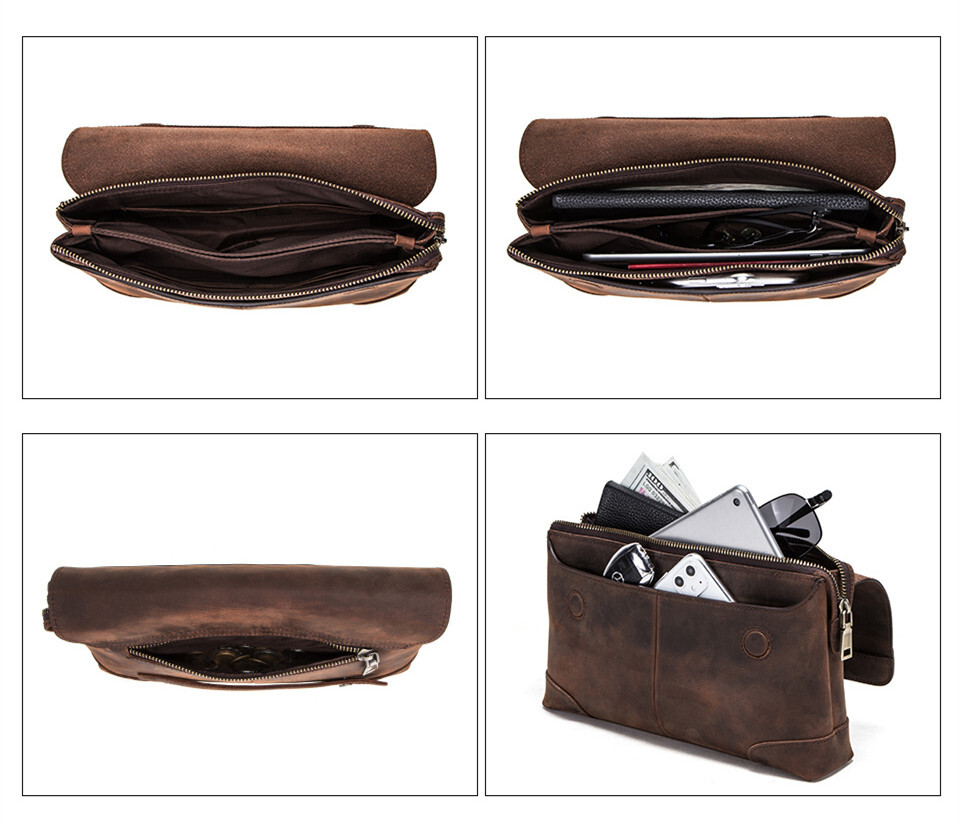 Men’s Leather Clutch Bag Wallet Cellphone 12 Card Holder Organizer Gifts