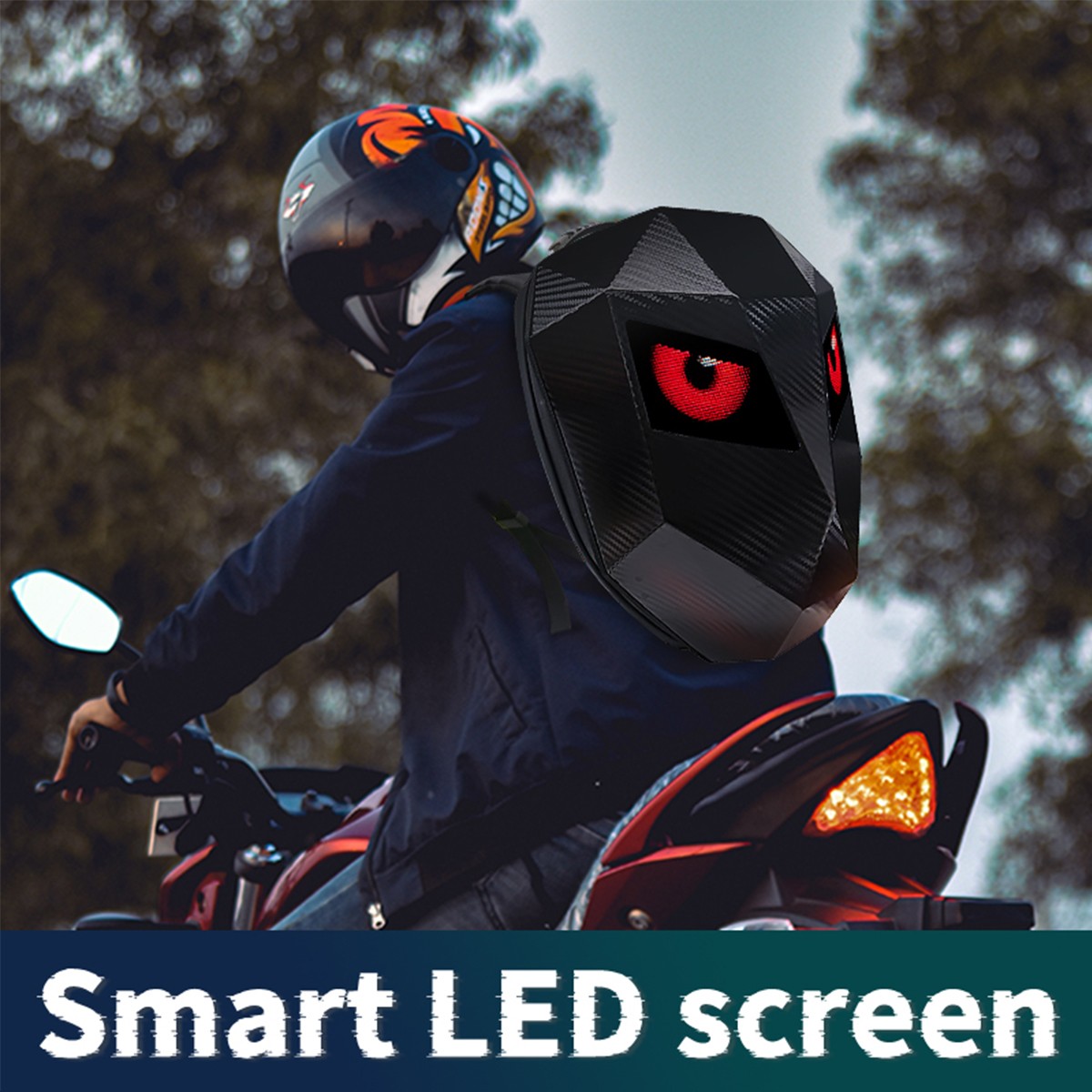Motorcycle LED Knight Backpack Laptop Bag DIY programming Backpack 3D Waterproof
