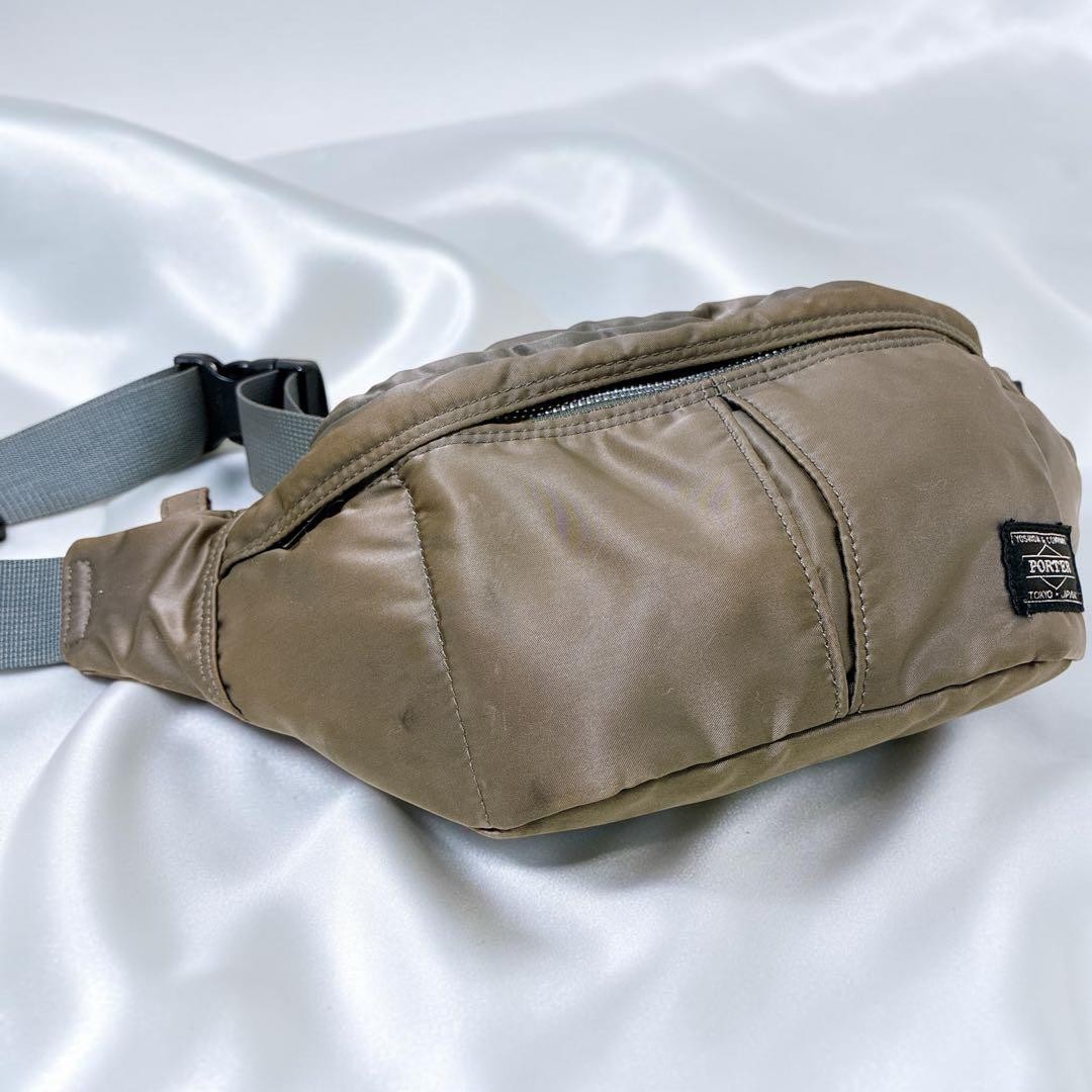 Authentic PORTER TANKER Waist Bag Silver Gray Bronze 16cm Size, Discontinued Col