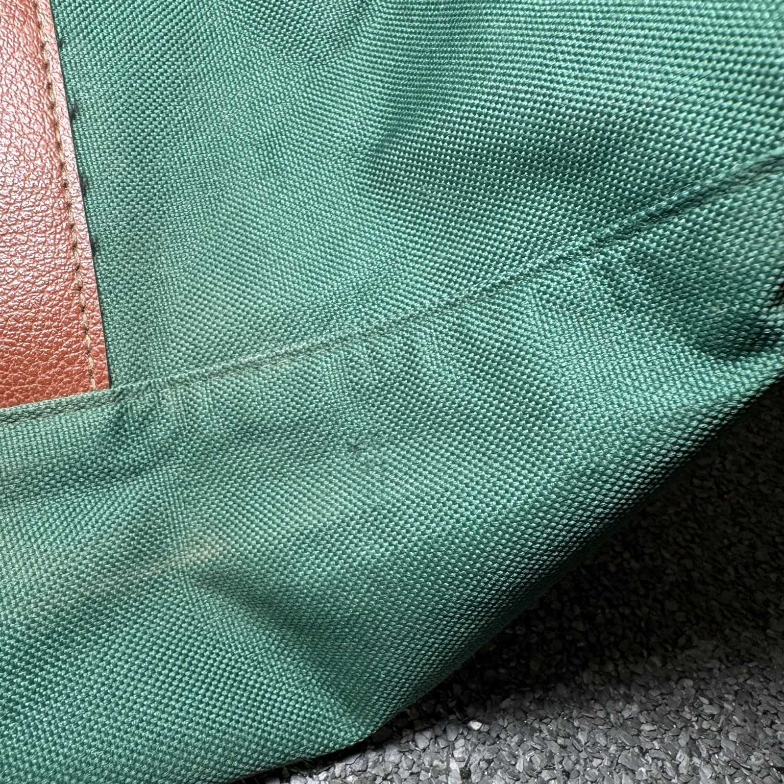 Vintage Ralph Lauren Weekender Duffel Bag Canvas Green Brown Leather Trim Travel
