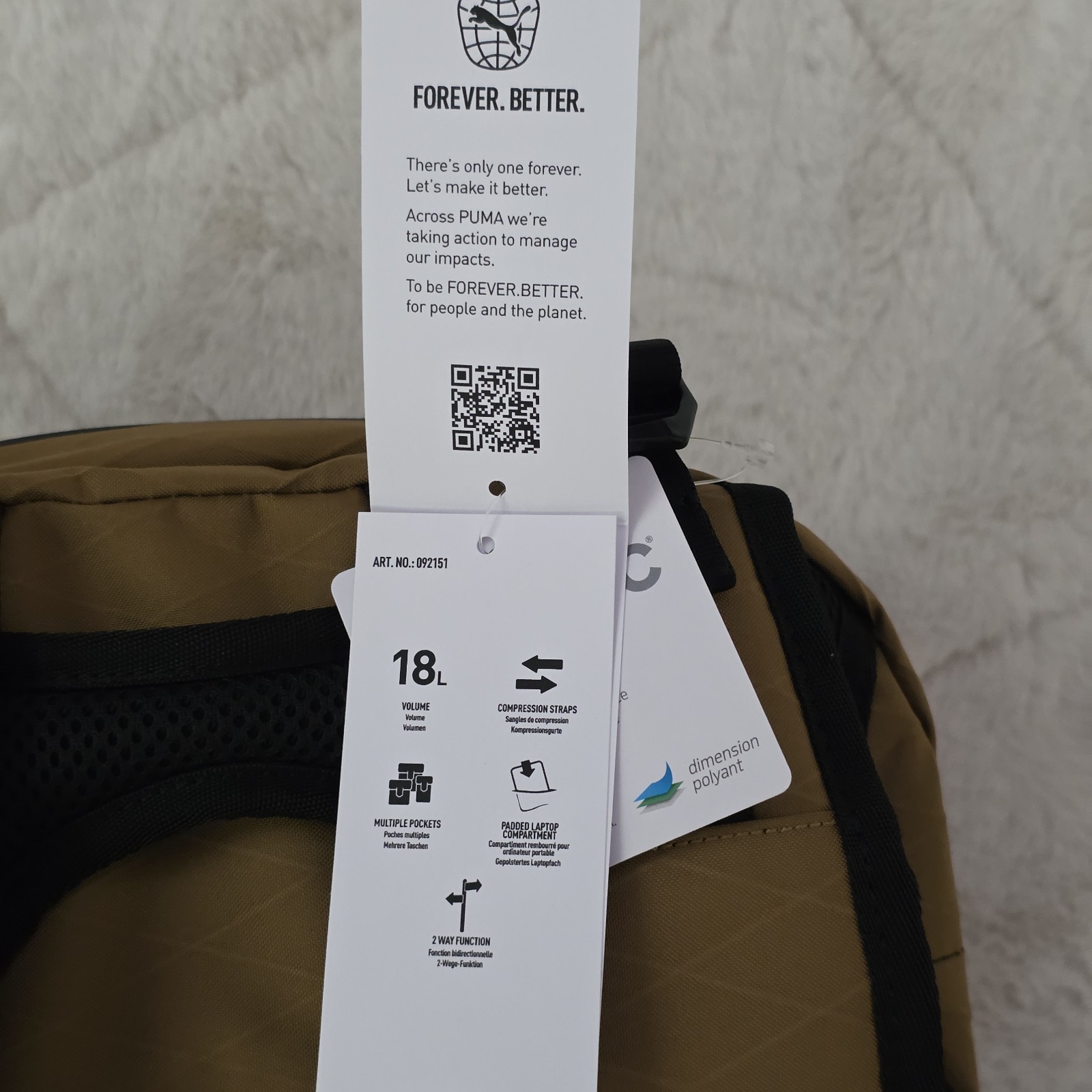 Puma FWD X-PAC Team Puma Backpack OSFA chocolate Chip Brow NWT MSRP $140